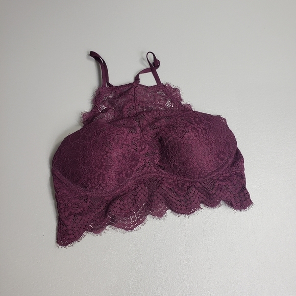 PINK Victoria's Secret Other - Pink Victoria's secret VS purple lace high neck push up bralette size small